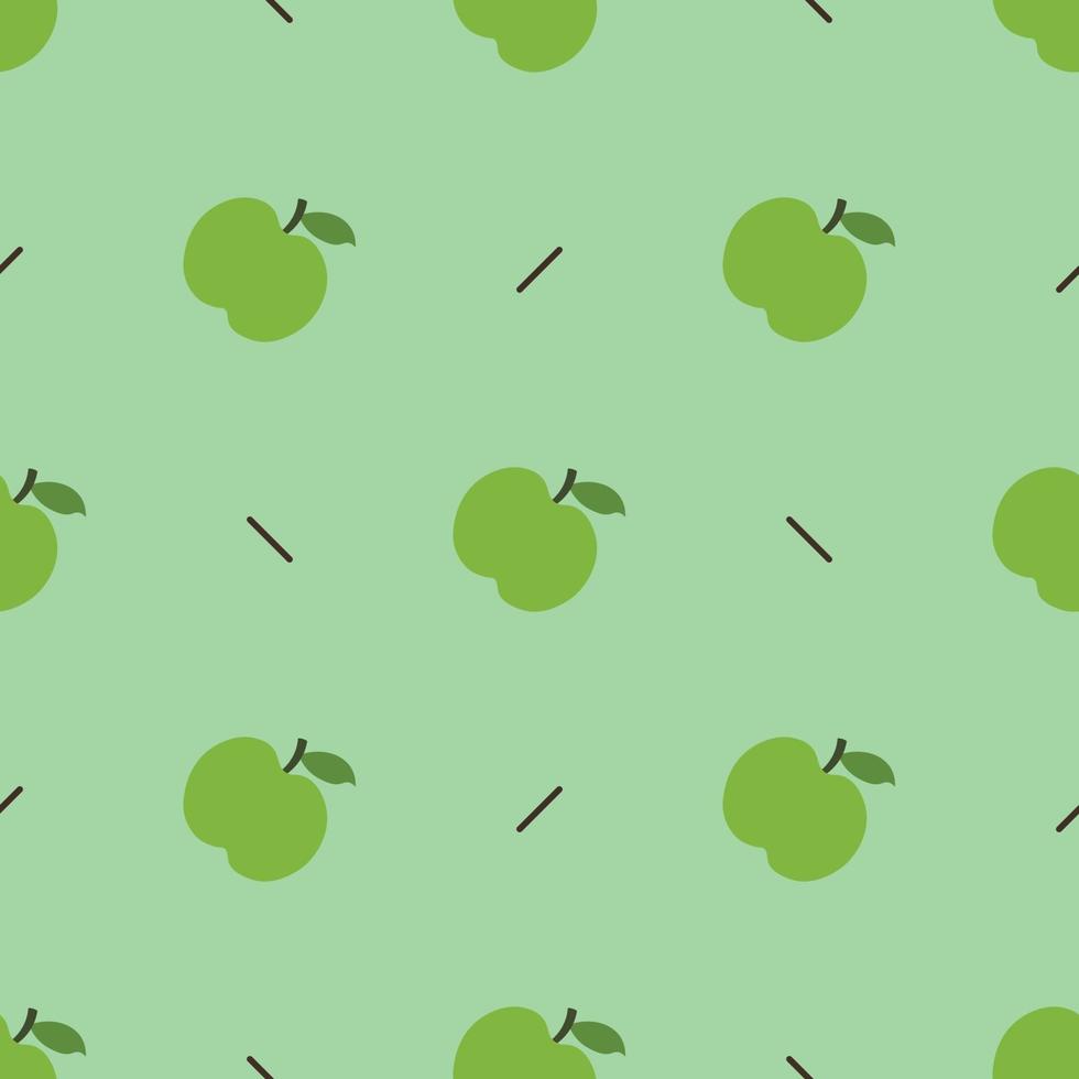 naadloos patroon met groene appel op een groene achtergrond vector