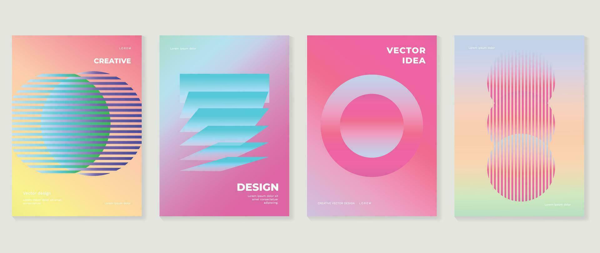 afgod minnaar posters set. schattig helling holografische achtergrond vector met levendig kleur, meetkundig vormen. y2k modieus behang ontwerp voor sociaal media, kaarten, banier, folder, brochure.