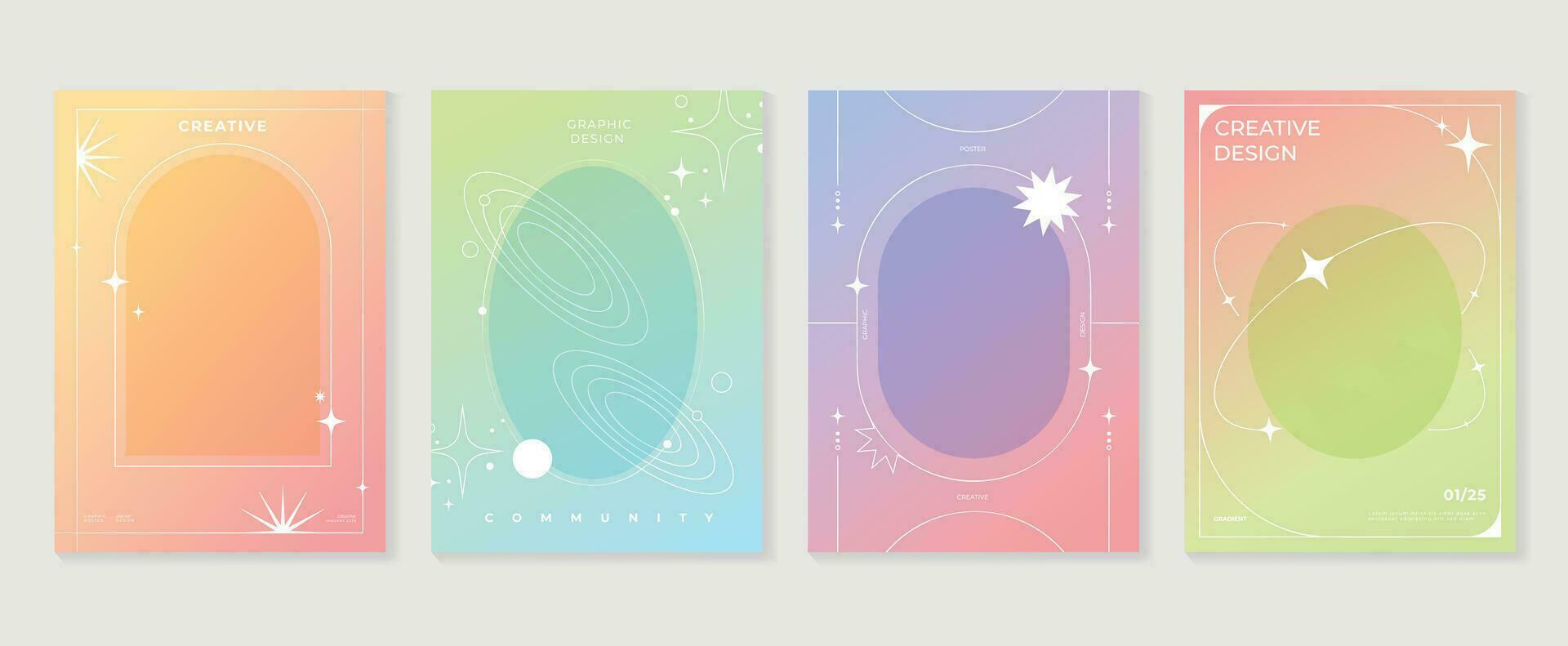 afgod minnaar posters set. schattig helling holografische achtergrond vector met levendig kleur, fonkeling, grens, ster. y2k modieus behang ontwerp voor sociaal media, kaarten, banier, folder, brochure.