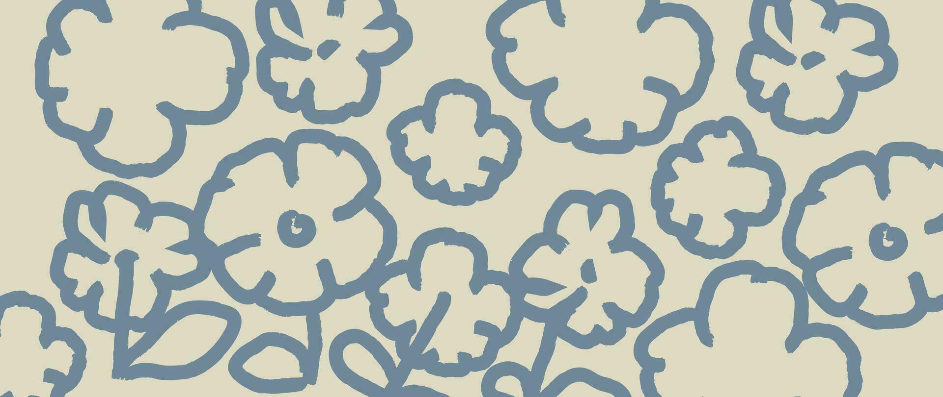 abstract botanisch kunst achtergrond vector. natuurlijk hand- getrokken patroon ontwerp met blauw bloem. gemakkelijk hedendaags stijl geïllustreerd ontwerp voor kleding stof, afdrukken, omslag, banier, behang. vector