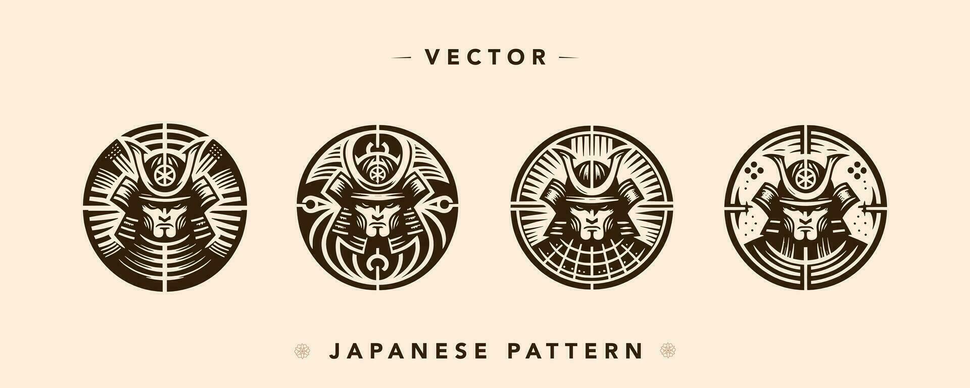 feodaal Japan krijger pictogrammen in vector formaat