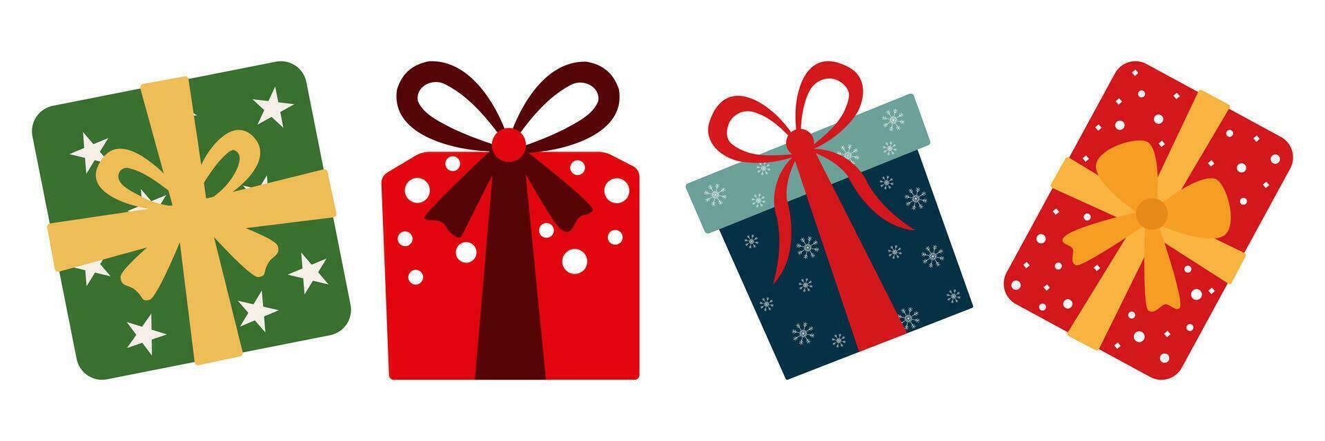 Kerstmis geschenk doos set. vector verschillend geschenk dozen. vlak ontwerp. gelukkig nieuw jaar illustratie.