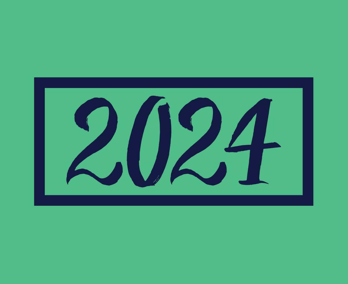 gelukkig nieuw jaar 2024 abstract blauw grafisch ontwerp vector logo symbool illustratie met groen achtergrond