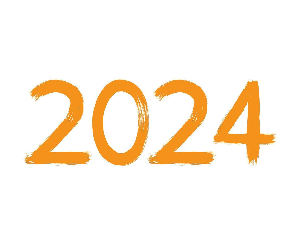 gelukkig nieuw jaar 2024 abstract oranje grafisch ontwerp vector logo symbool illustratie
