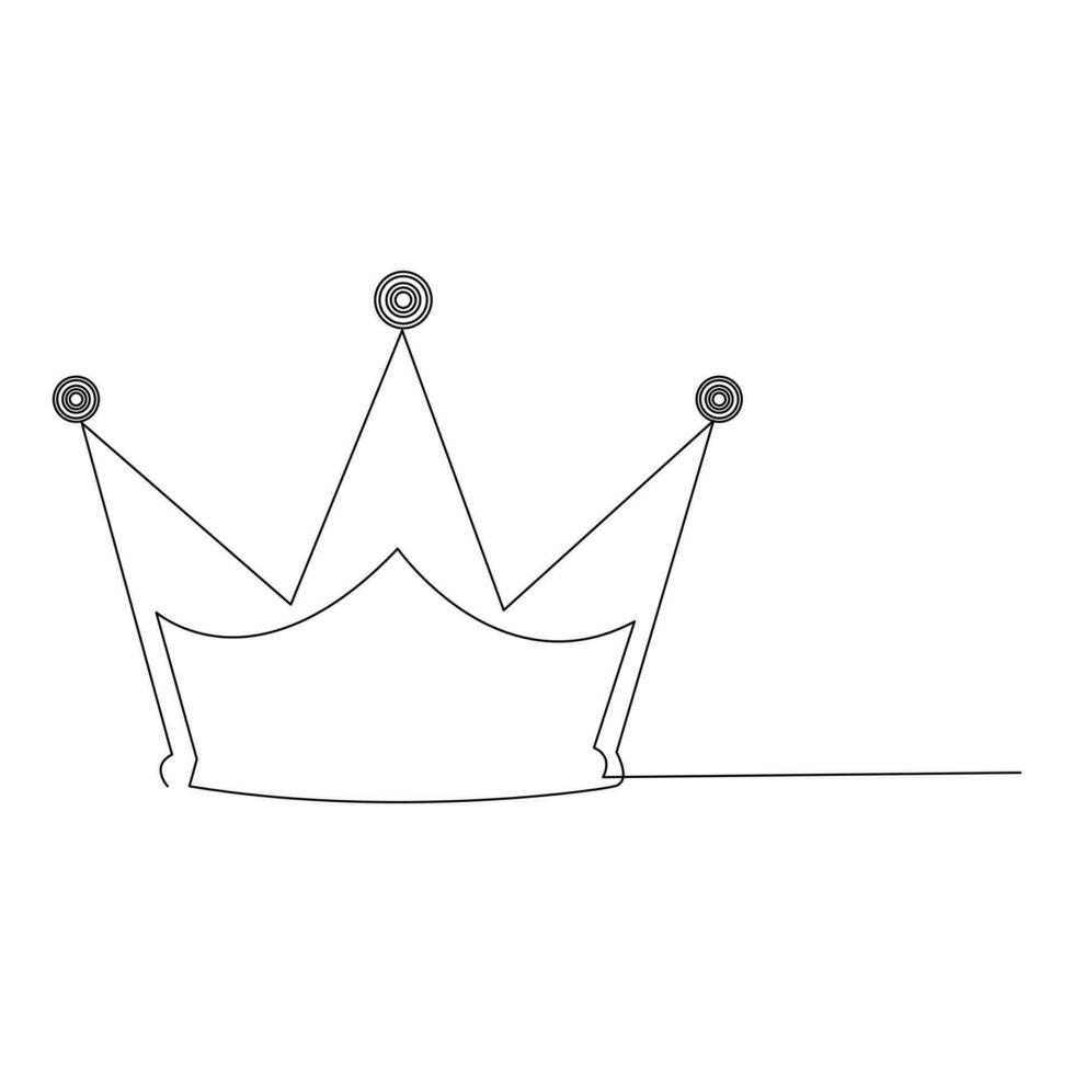 koning kroon doorlopend een lijn vector kunst tekening en illustratie