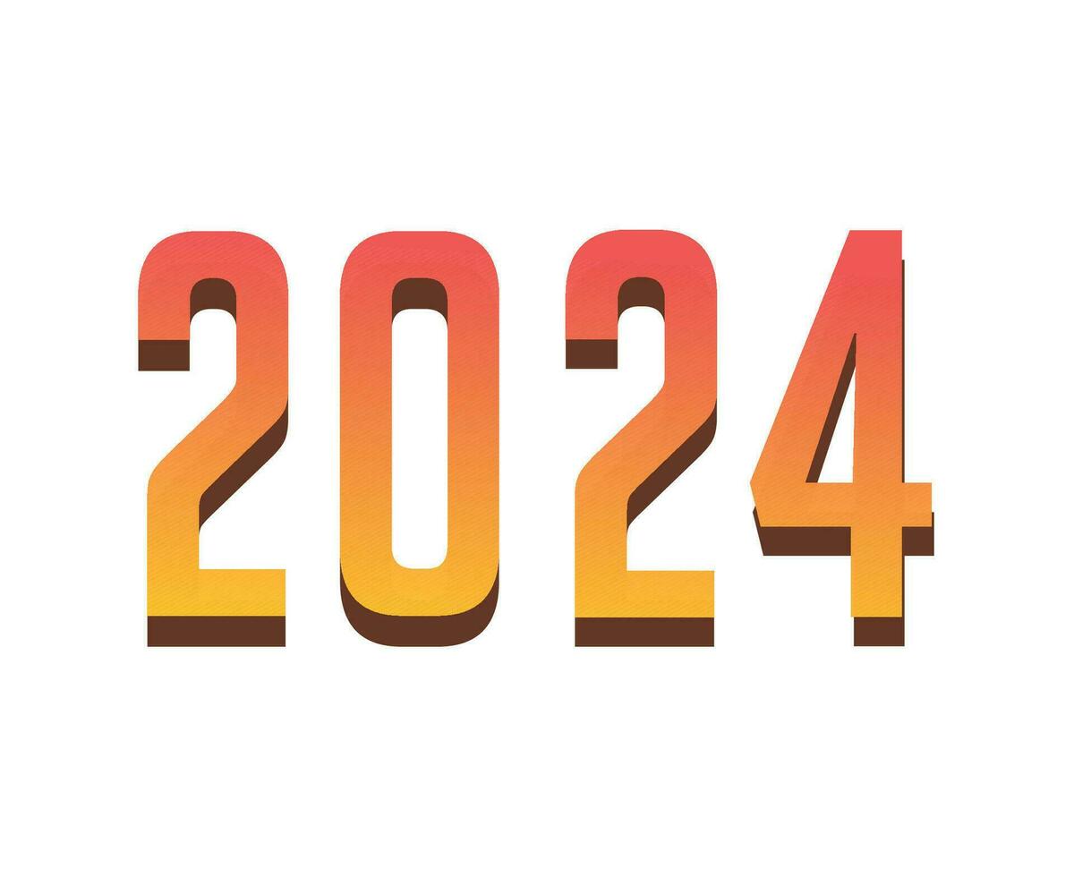 2024 gelukkig nieuw jaar abstract oranje en bruin grafisch ontwerp vector logo symbool illustratie