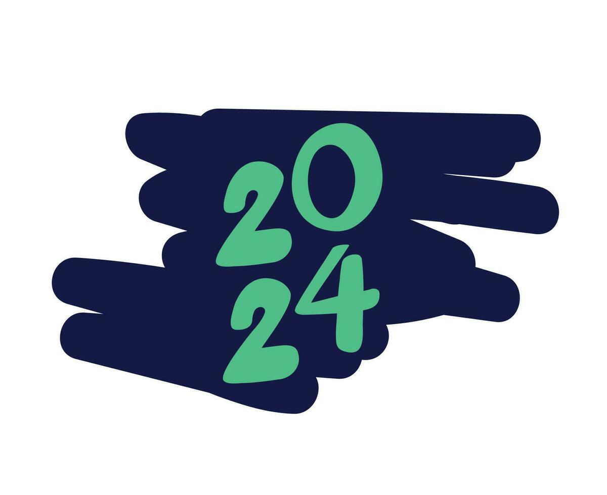 2024 gelukkig nieuw jaar abstract blauw en groen grafisch ontwerp vector logo symbool illustratie