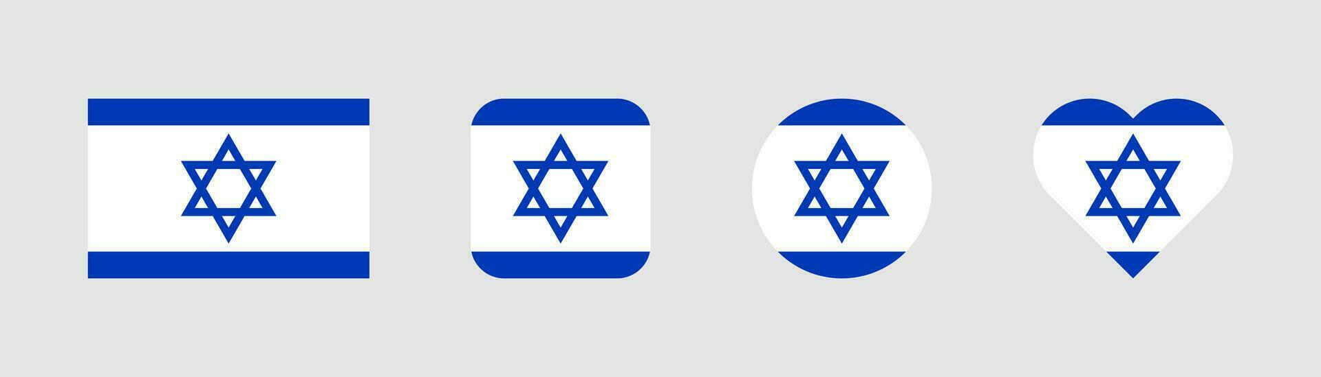 Israël vlag. vlag van Israël. nationaal symbool. vierkant, ronde en hart vorm geven aan. Israël vlag symbool. vector