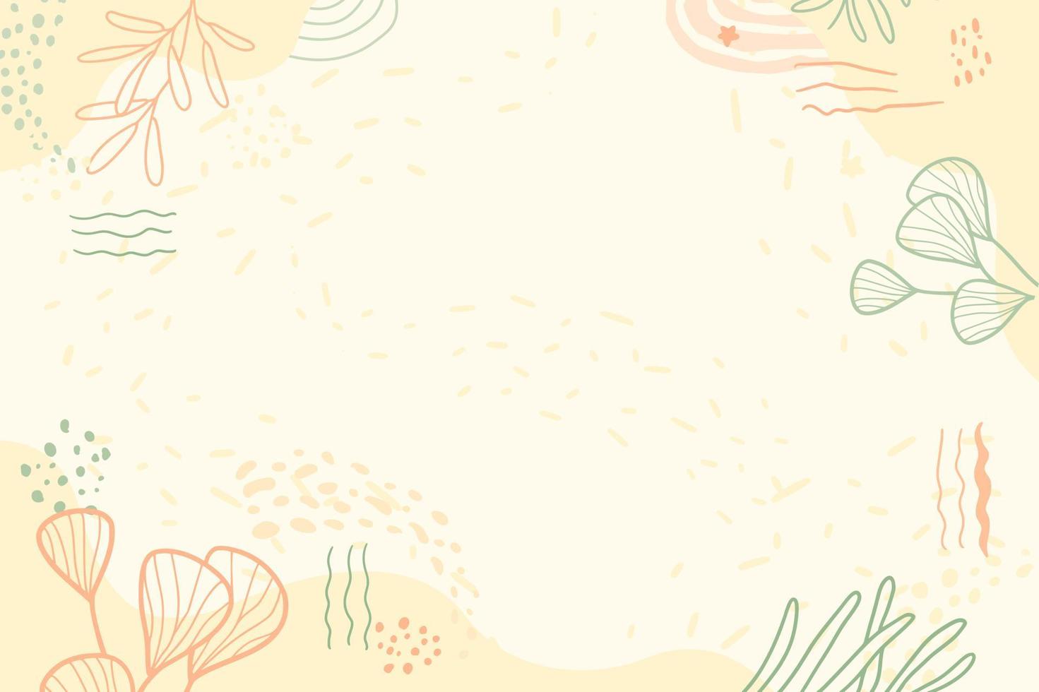 abstracte handgetekende bloemen met gele achtergrond vector