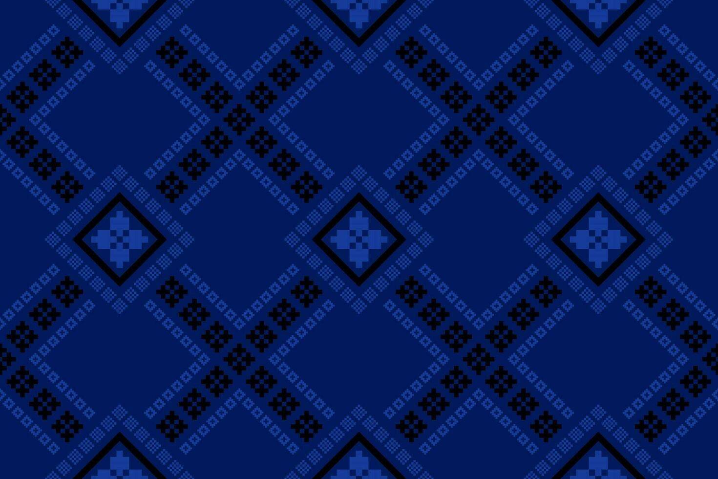 indigo marine blauw meetkundig traditioneel etnisch patroon ikat naadloos patroon grens abstract ontwerp voor kleding stof afdrukken kleding jurk tapijt gordijnen en sarong aztec Afrikaanse Indisch Indonesisch vector