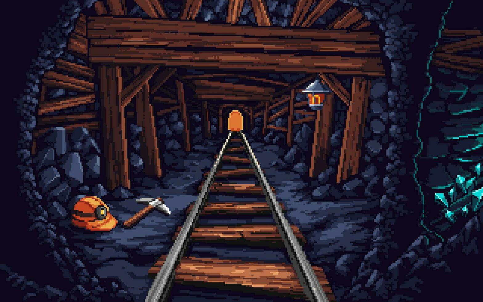 pixel kunst illustratie de mijne groeve. korrelig tunnel. de mijne steengroeve tunnel korrelig voor de pixel kunst spel en icoon voor website en video spel. oud school- retro. vector