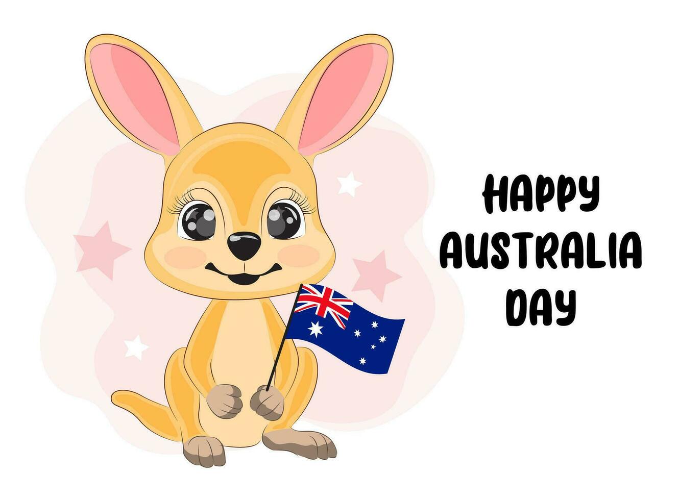 schattig kangoeroe Holding een vlag Australië dag poster vector illustratie