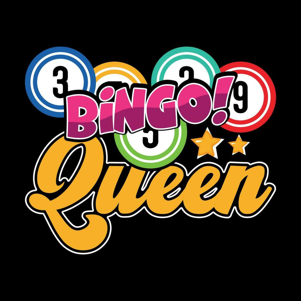 bingo koningin grappig bingo speler casino wijnoogst bingo t-shirt ontwerp vector