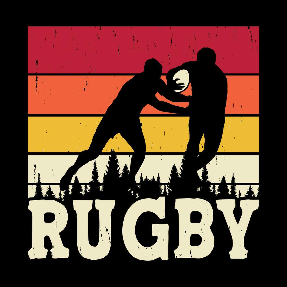 grappig rugby speler trainer wijnoogst rugby speler t-shirt ontwerp vector