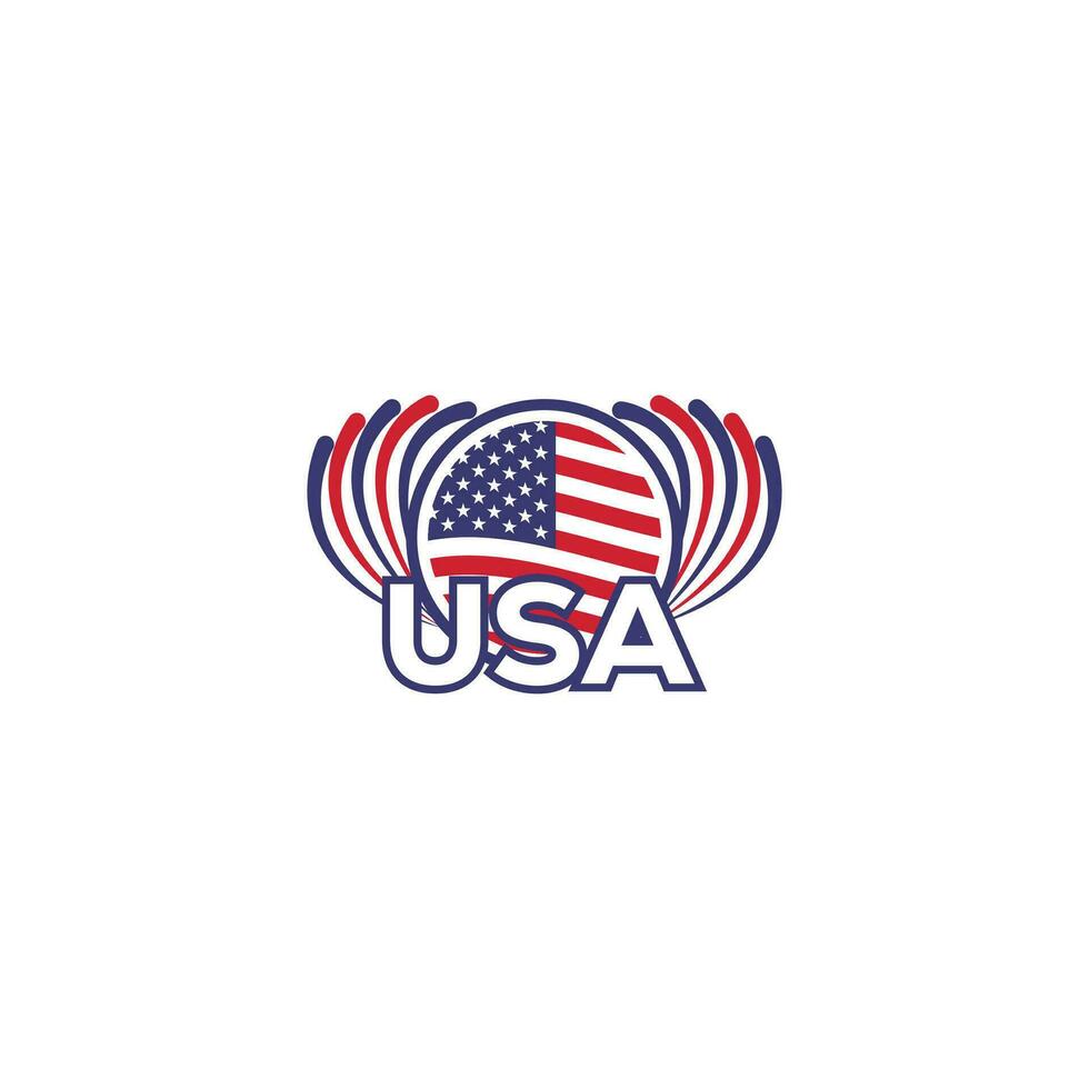 Verenigde Staten van Amerika Amerikaans vlag icoon ontwerp vector sjabloon, Verenigde Staten van Amerika logo ontwerp viering voor onafhankelijkheid dag.