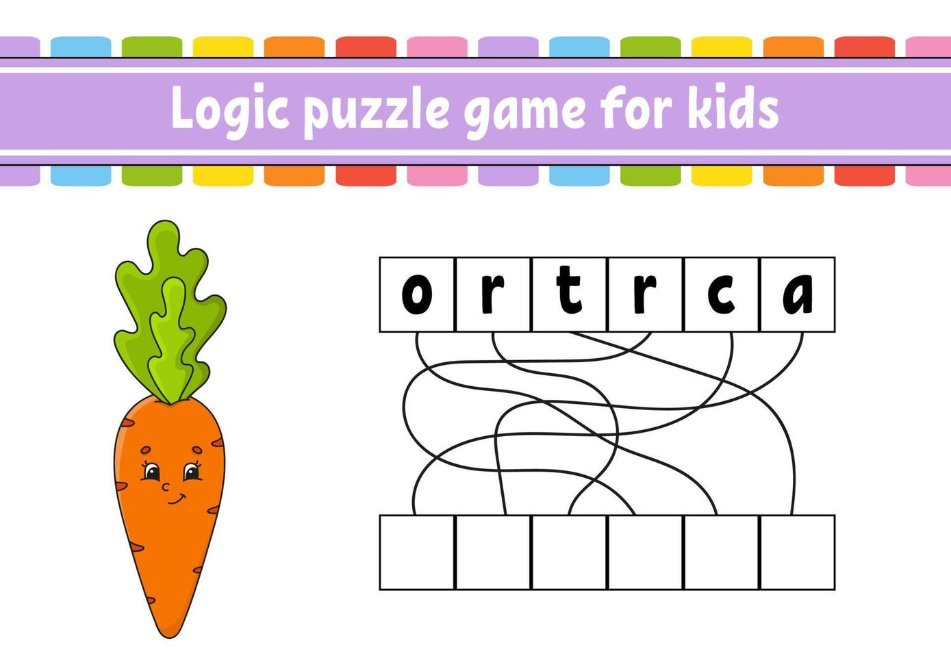 logisch puzzelspel. woorden leren voor kinderen. vind de verborgen naam. onderwijs ontwikkelen werkblad. activiteitenpagina voor Engels studeren. spel voor kinderen. geïsoleerde vectorillustratie. stripfiguur. vector