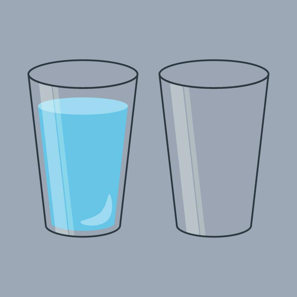 glas van water infografisch. leeg en vol glas van water vector
