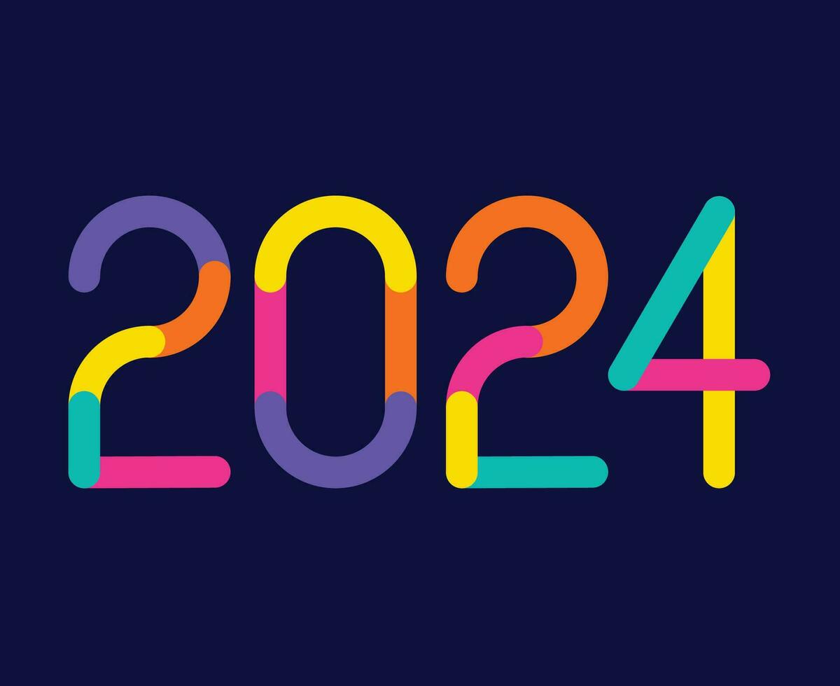 2024 gelukkig nieuw jaar abstract veelkleurig grafisch ontwerp vector logo symbool illustratie met blauw achtergrond