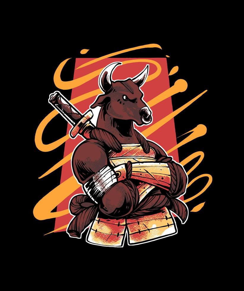 stier samurai illustratie premium vector