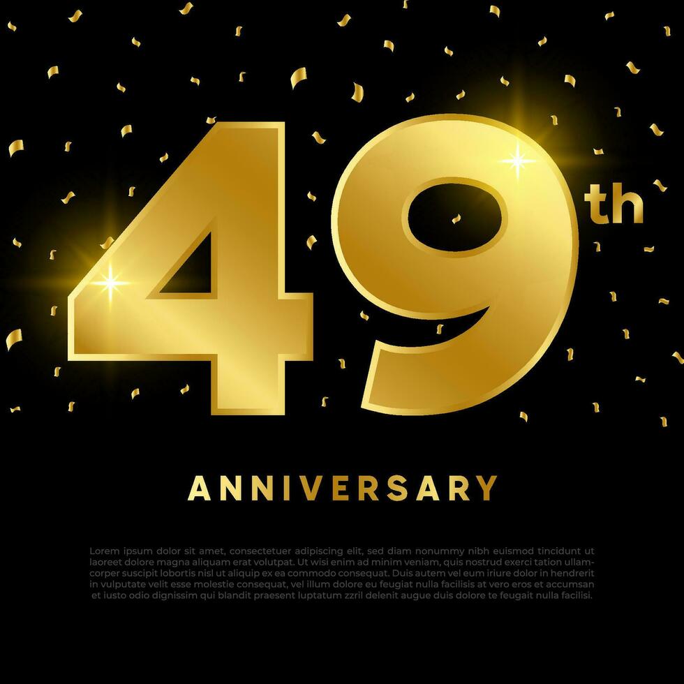 49ste verjaardag viering met goud schitteren kleur en zwart achtergrond. vector ontwerp voor feesten, uitnodiging kaarten en groet kaarten.