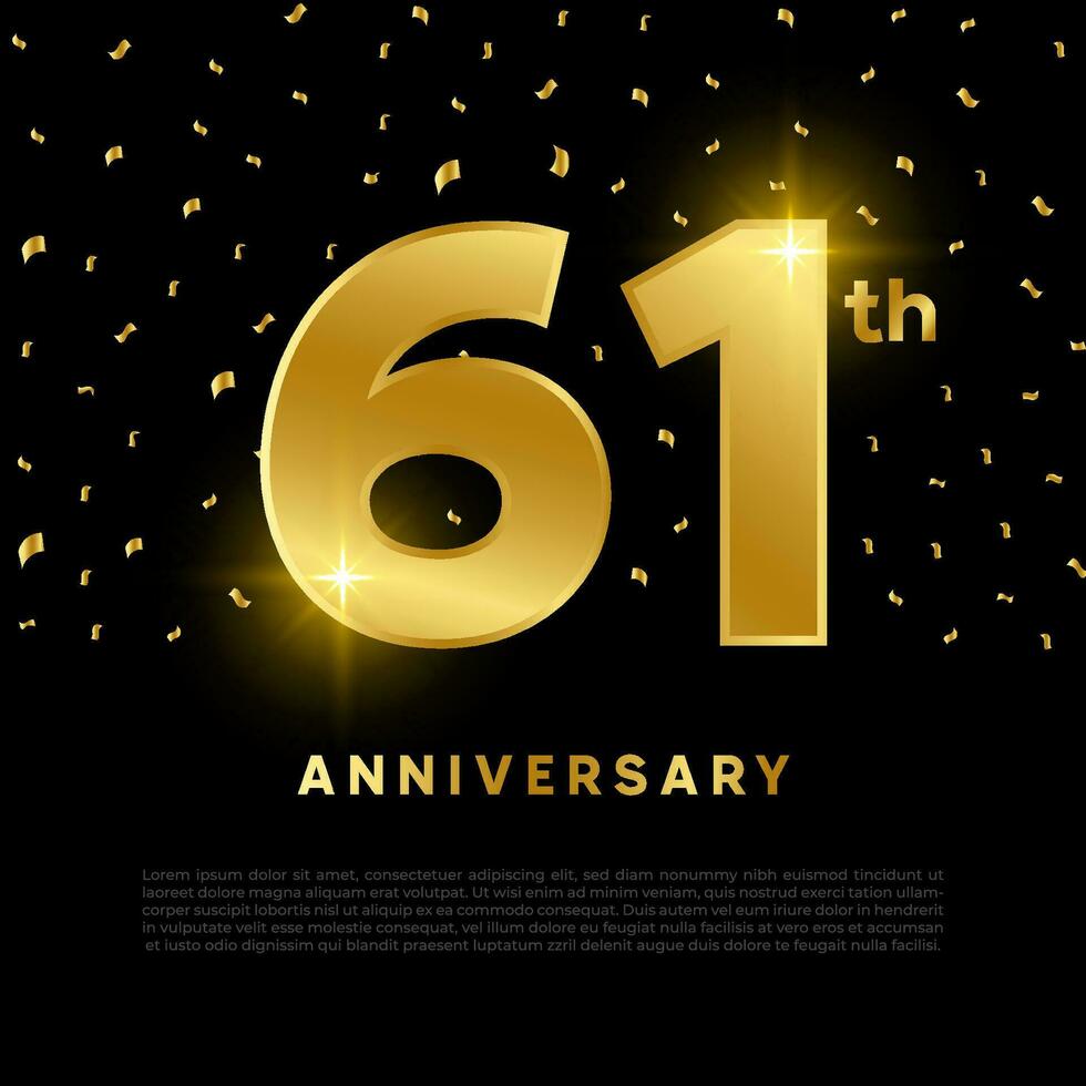 61e verjaardag viering met goud schitteren kleur en zwart achtergrond. vector ontwerp voor feesten, uitnodiging kaarten en groet kaarten.