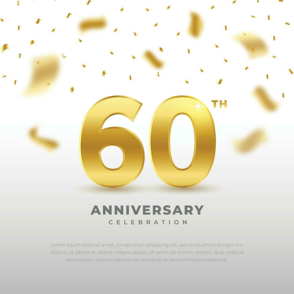 60e verjaardag viering met goud schitteren kleur en wit achtergrond. vector ontwerp voor feesten, uitnodiging kaarten en groet kaarten.