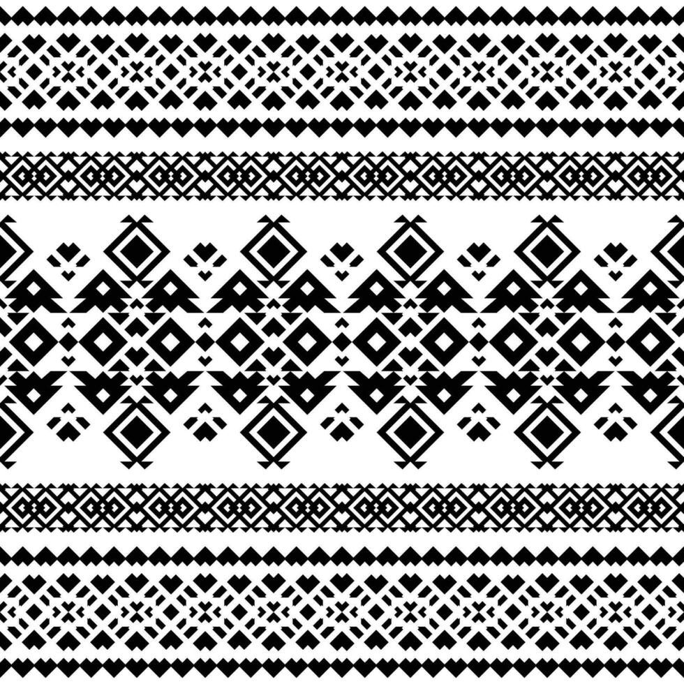 aztec en Navajo motief uniek etnisch naadloos patroon. tribal abstract meetkundig hedendaags kunst. zwart en wit kleuren. ontwerp voor tapijt, gordijn, textiel, kleding stof, mat, borduurwerk, mode, ikat. vector