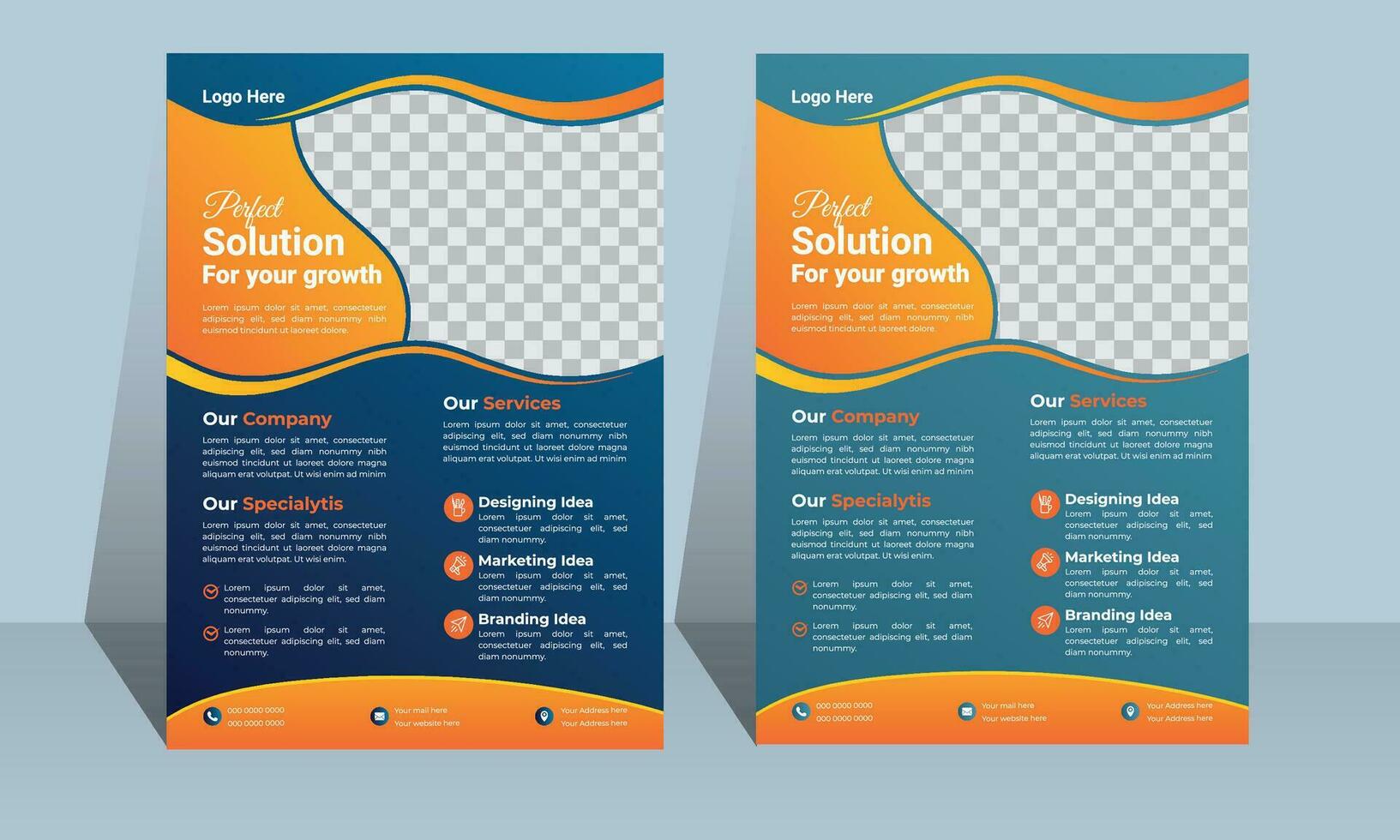 zakelijke bedrijf folder poster sjabloon ontwerp twee kleuren schema, vector sjabloon in a4 grootte - vector