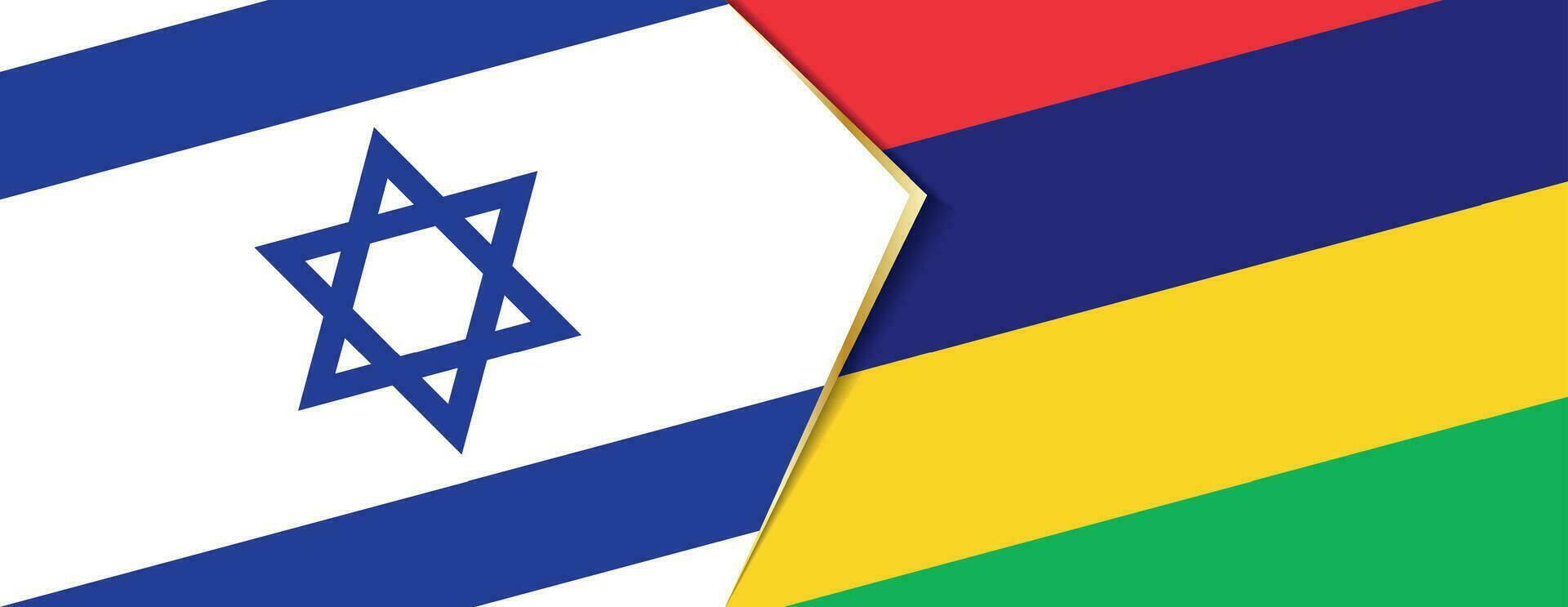 Israël en Mauritius vlaggen, twee vector vlaggen.