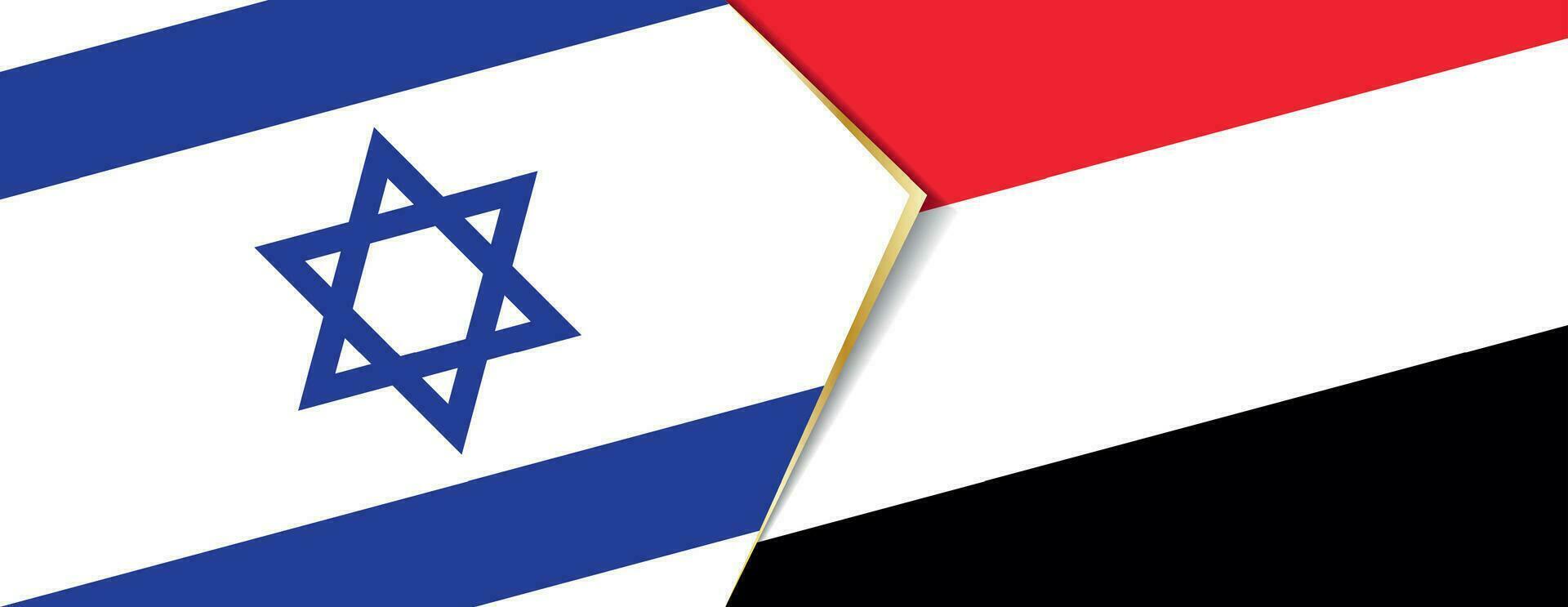 Israël en Jemen vlaggen, twee vector vlaggen.