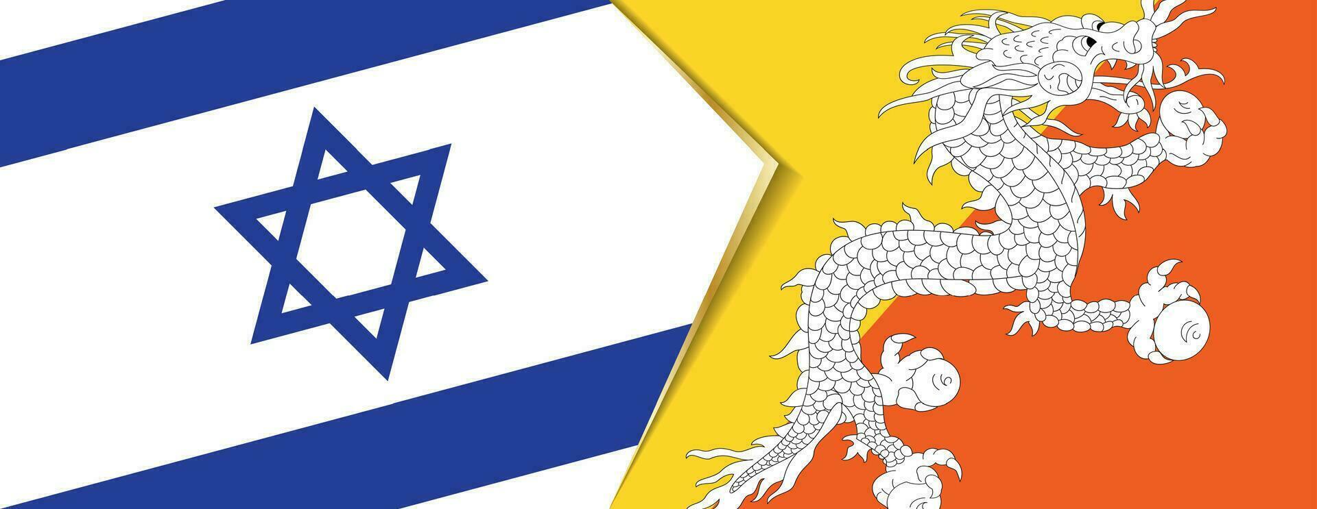 Israël en Bhutan vlaggen, twee vector vlaggen.