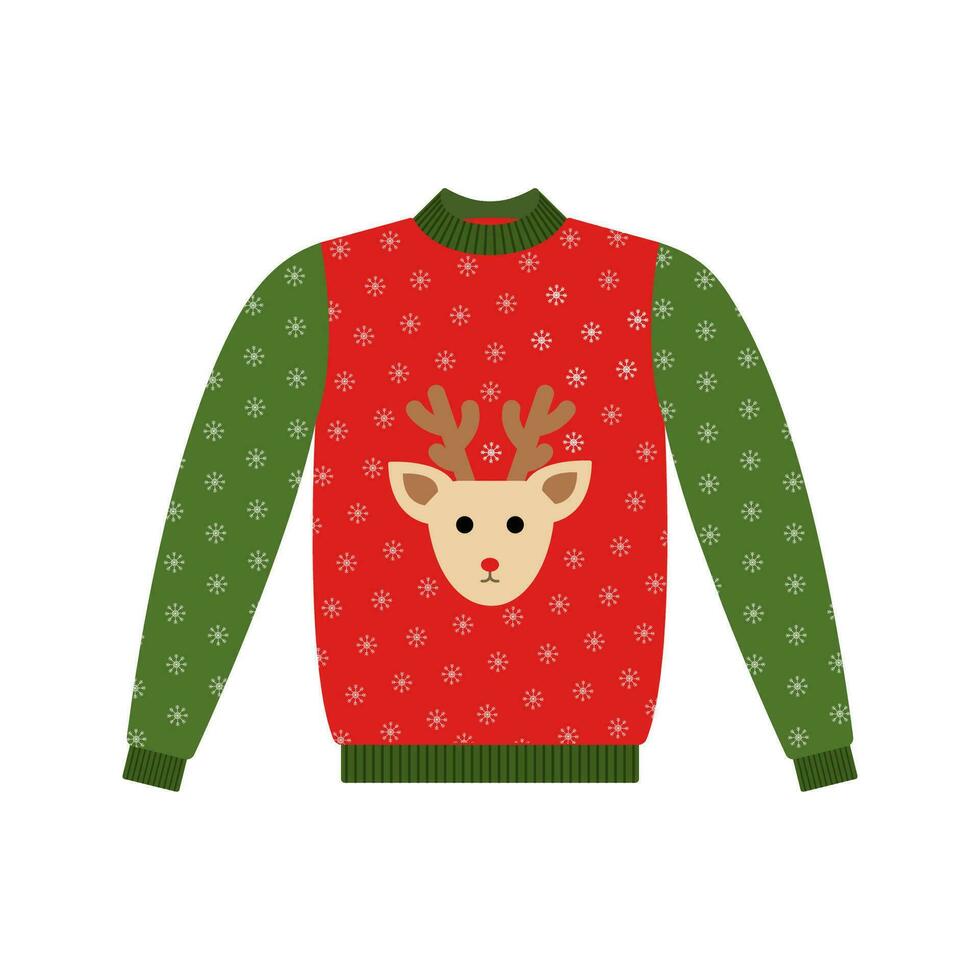 vector trui voor Kerstmis feest. warm gebreid truien met sneeuwvlokken, sneeuwmannen, de kerstman, snoep riet, en hert ornament. geïsoleerd. gelukkig nieuw jaar.