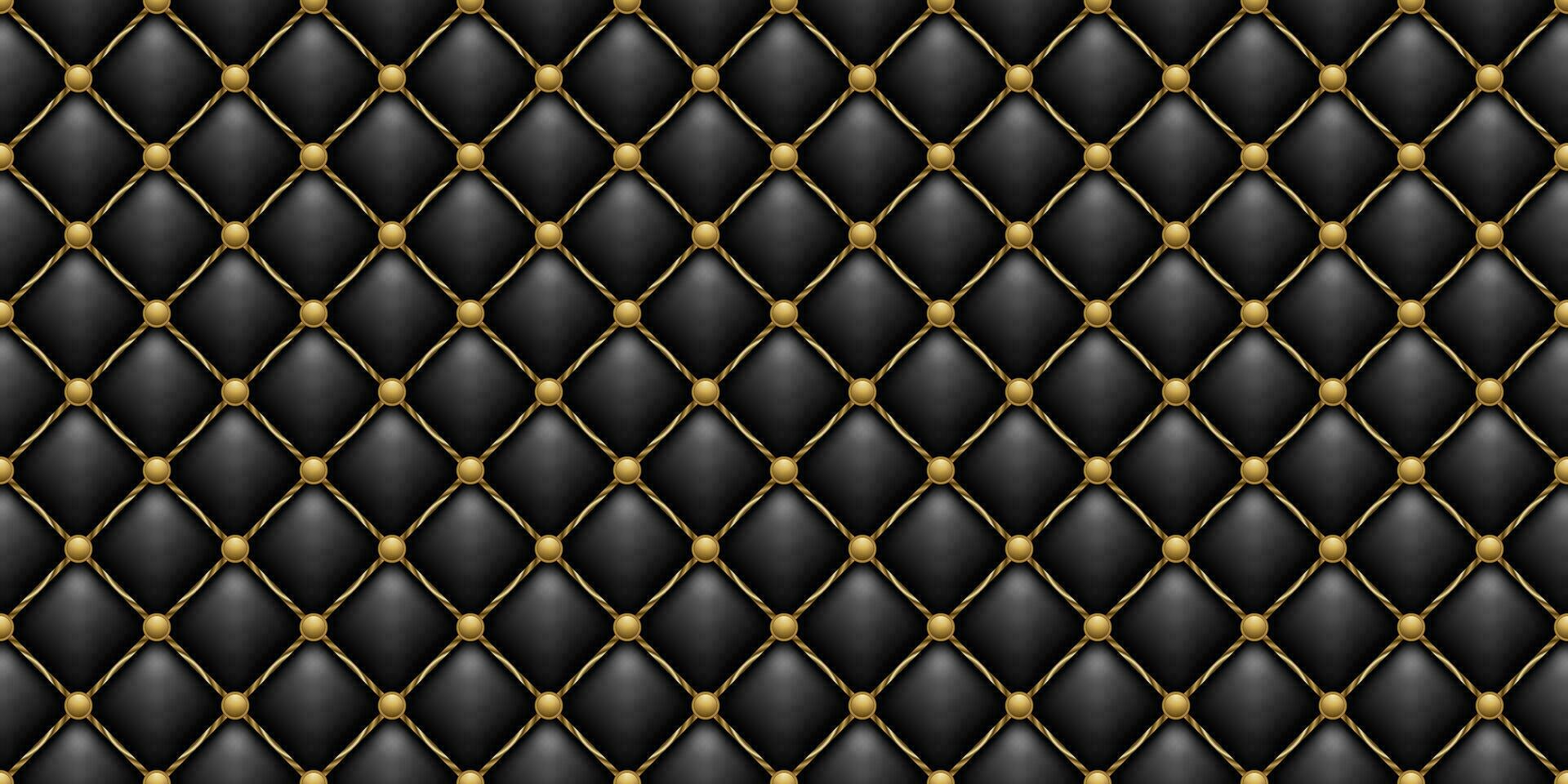 luxe zwart en goud leer achtergrond. naadloos patroon. vector