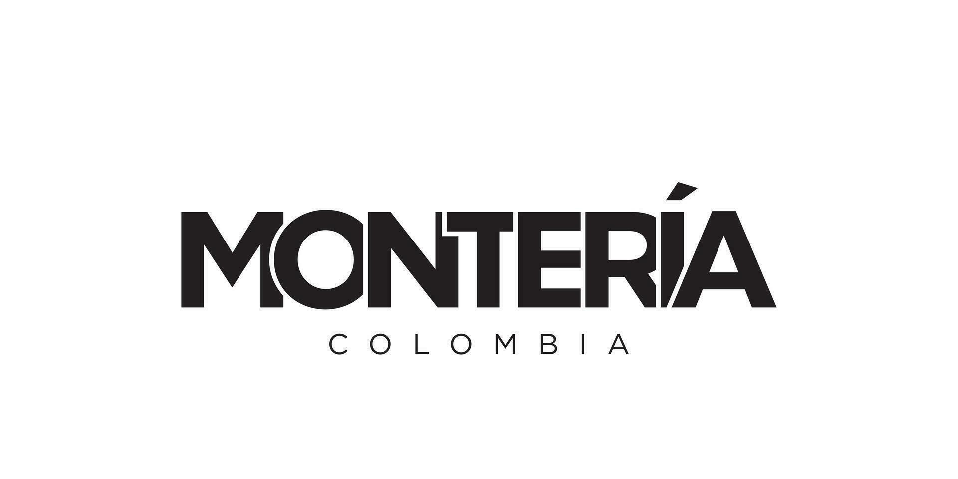 Monteria in de Colombia embleem. de ontwerp Kenmerken een meetkundig stijl, vector illustratie met stoutmoedig typografie in een modern lettertype. de grafisch leuze belettering.