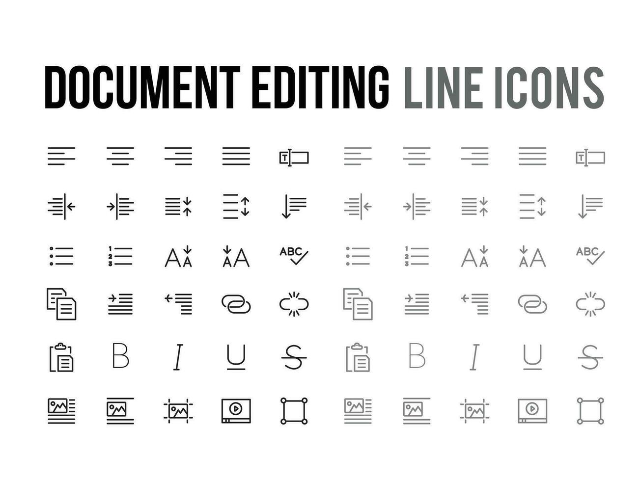 document tekst bewerken vector lijn icoon verzameling