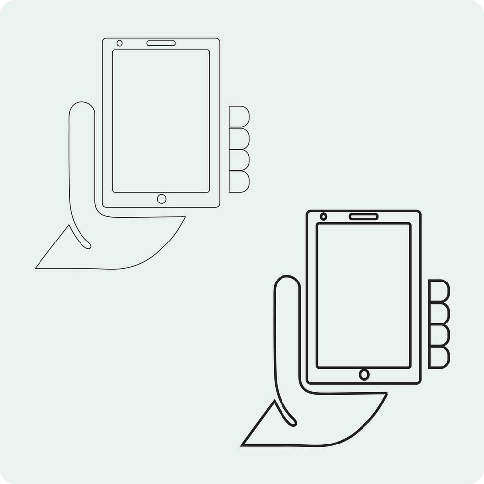 slim mobiel telefoon met hand- vector illustratie eps