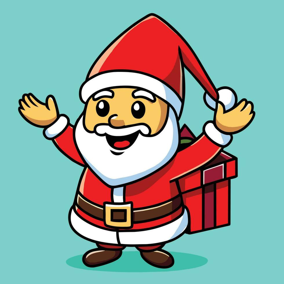 een tekenfilm de kerstman claus karakter met een rood hoed en een rood neus- vector
