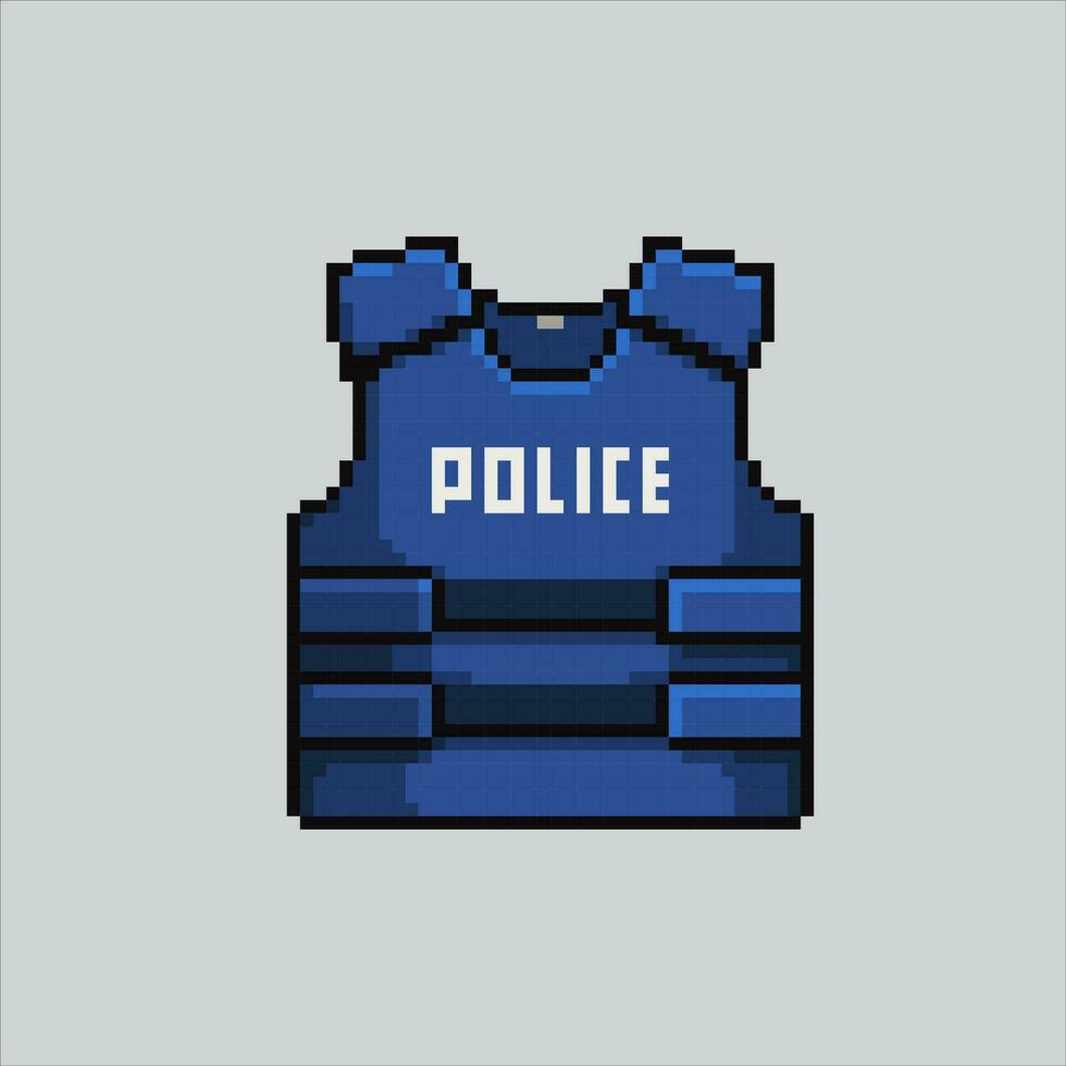 pixel kunst illustratie Politie hesje. korrelig hesje. veiligheid Politie hesje kogelvrij korrelig voor de pixel kunst spel en icoon voor website en video spel. oud school- retro. vector