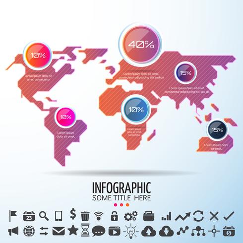 Wereldkaart Infographics ontwerpsjabloon vector