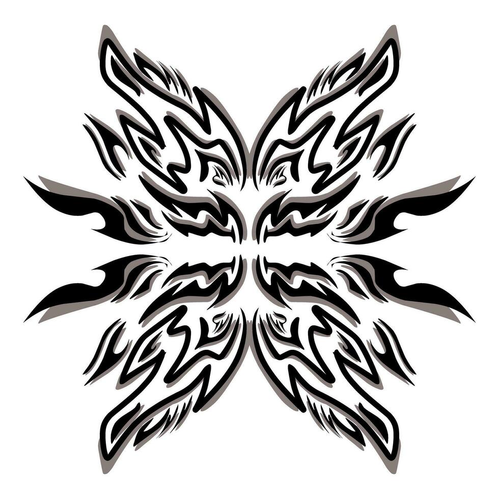 zwart tribal mandala icoon met schaduw. perfect voor logo's, pictogrammen, artikelen, tatoeages, stickers, affiches, spandoeken, kleren, hoeden vector