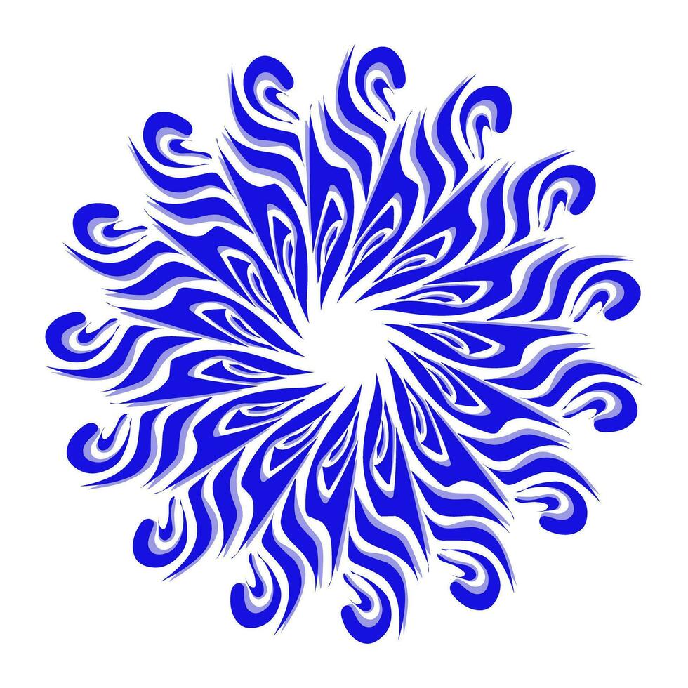 blauw tribal mandala icoon met schaduw. perfect voor logo's, pictogrammen, artikelen, tatoeages, stickers, affiches, spandoeken, kleren, hoeden vector