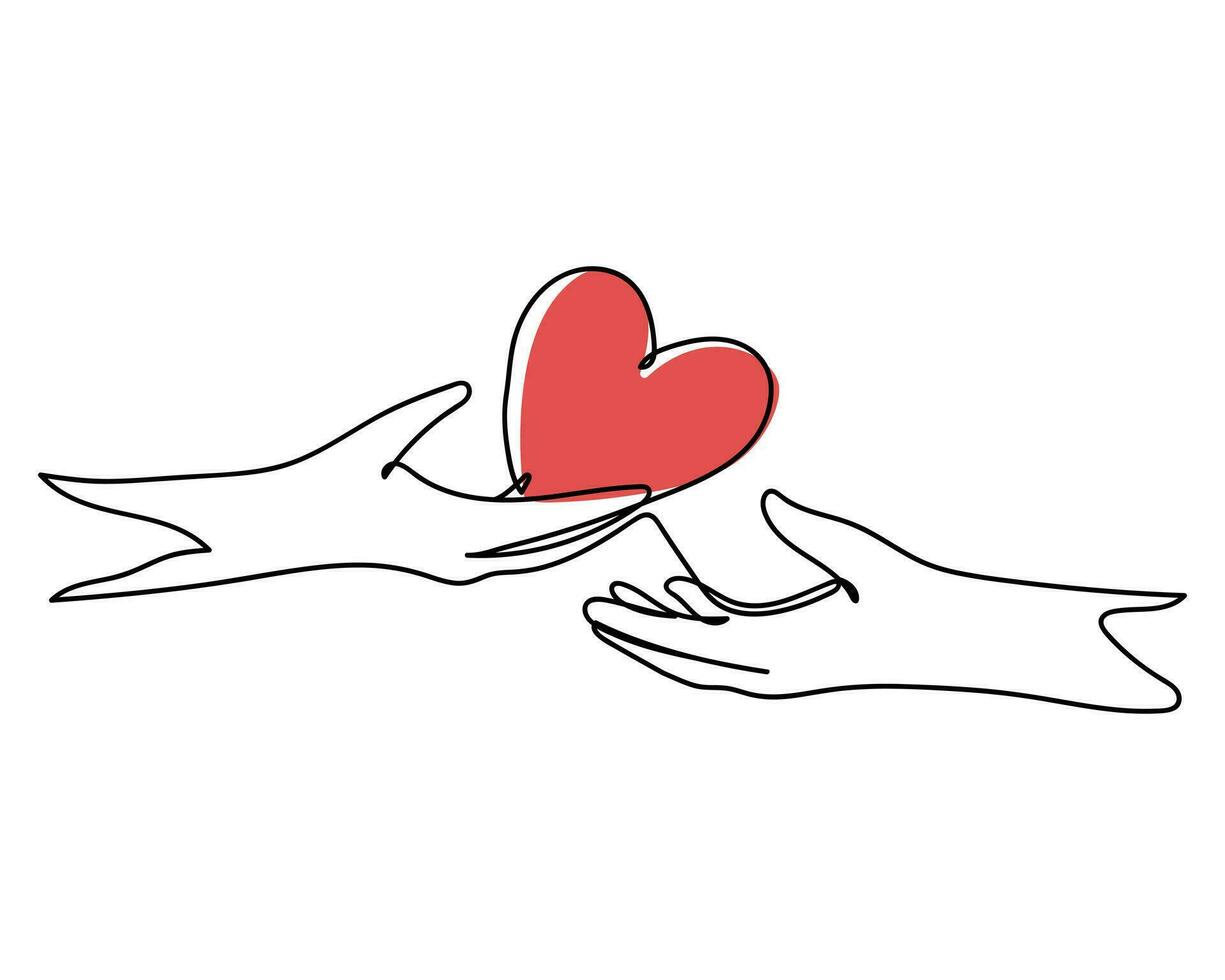 vector van een hand- geeft een hart vorm naar haar partner.