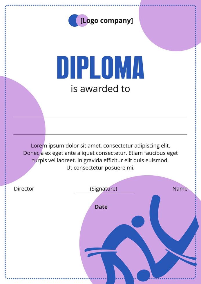 winnaar diploma met paarse en blauwe cirkels. worstelen, judo, sambo vector