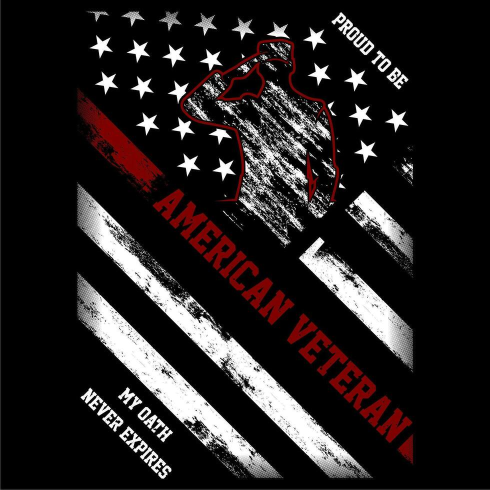 Amerikaans veteraan gekantelde vlag met groet soldaat vector