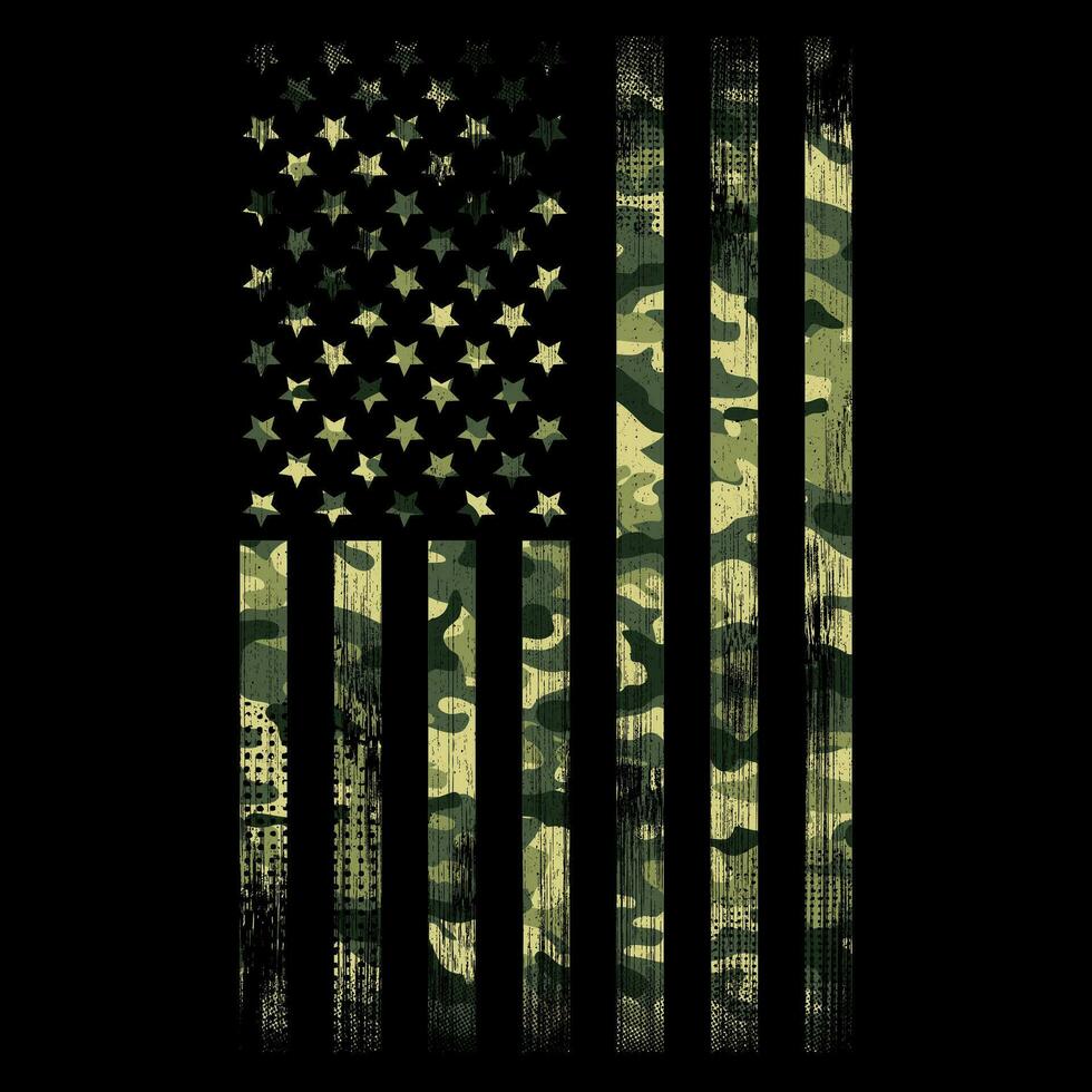 een Amerikaans vlag met camouflage afdrukken Aan het vector