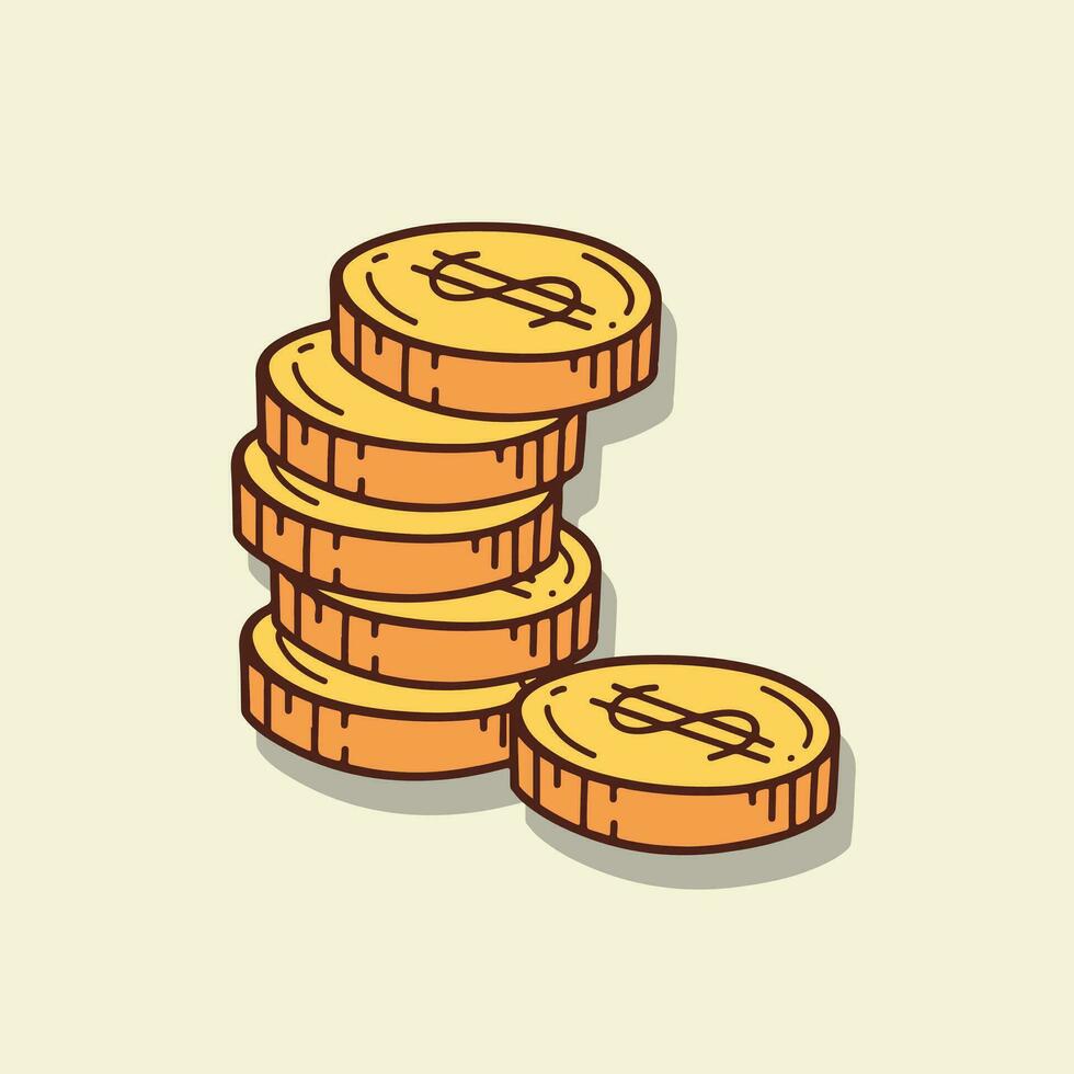 geld zak en goud munt vector illustratie