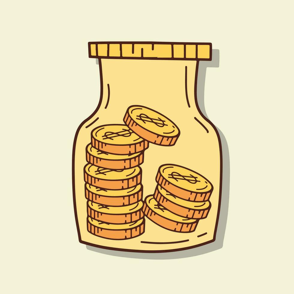 geld zak en goud munt vector illustratie