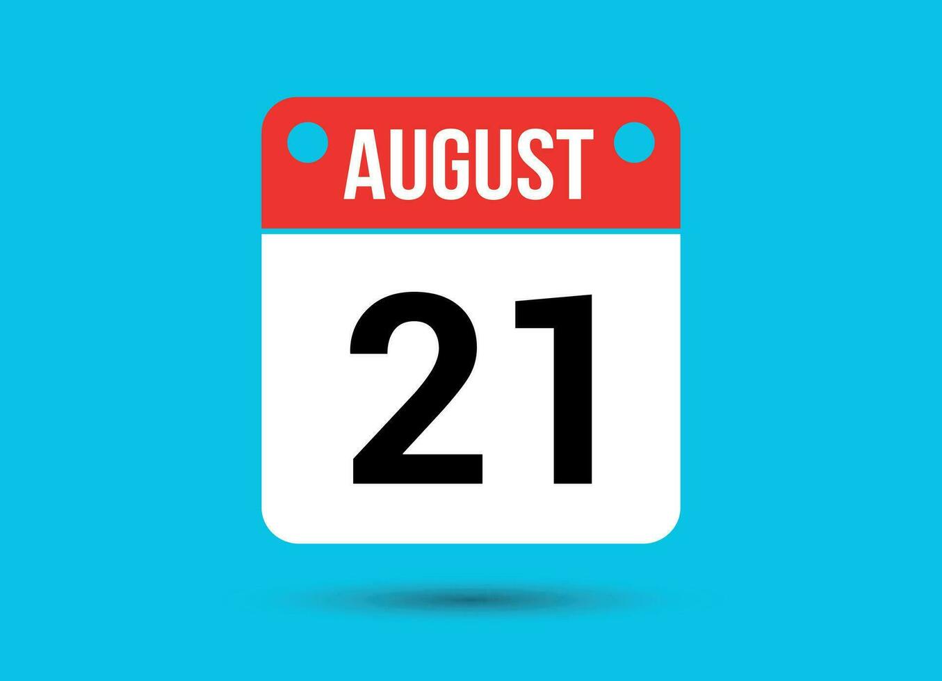 augustus 21 kalender datum vlak icoon dag 21 vector illustratie