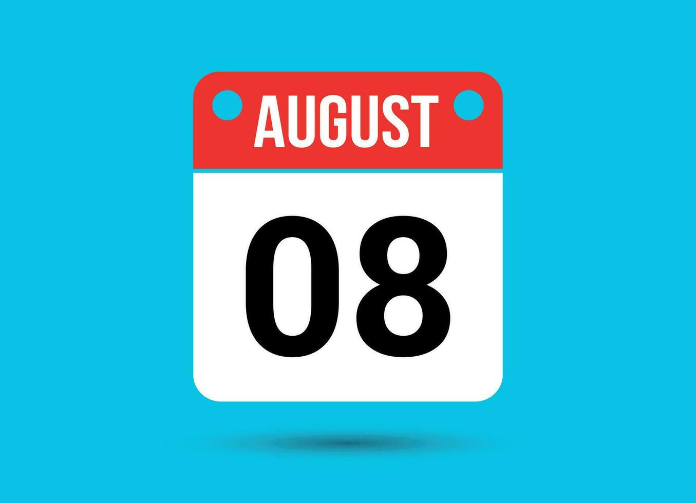 augustus 8 kalender datum vlak icoon dag 8 vector illustratie