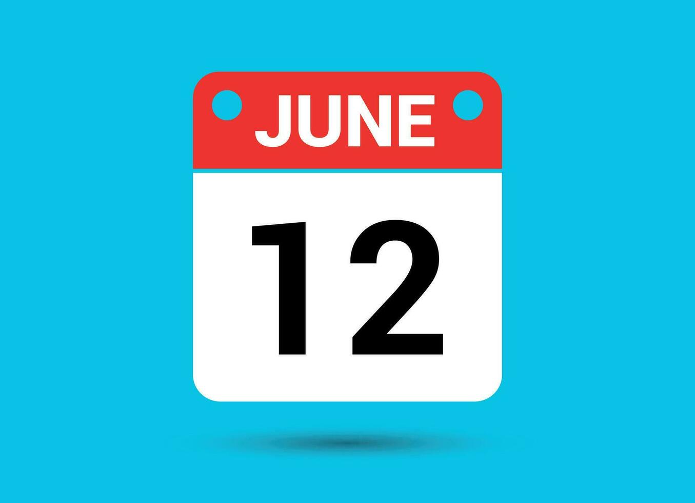 juni 12 kalender datum vlak icoon dag 12 vector illustratie